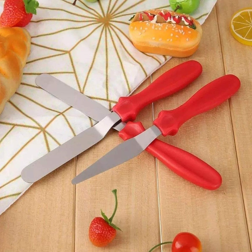 kit 3 espátulas para confeitar, uniformizar recheios, cobrir bolo de forma lisinho ou rustico