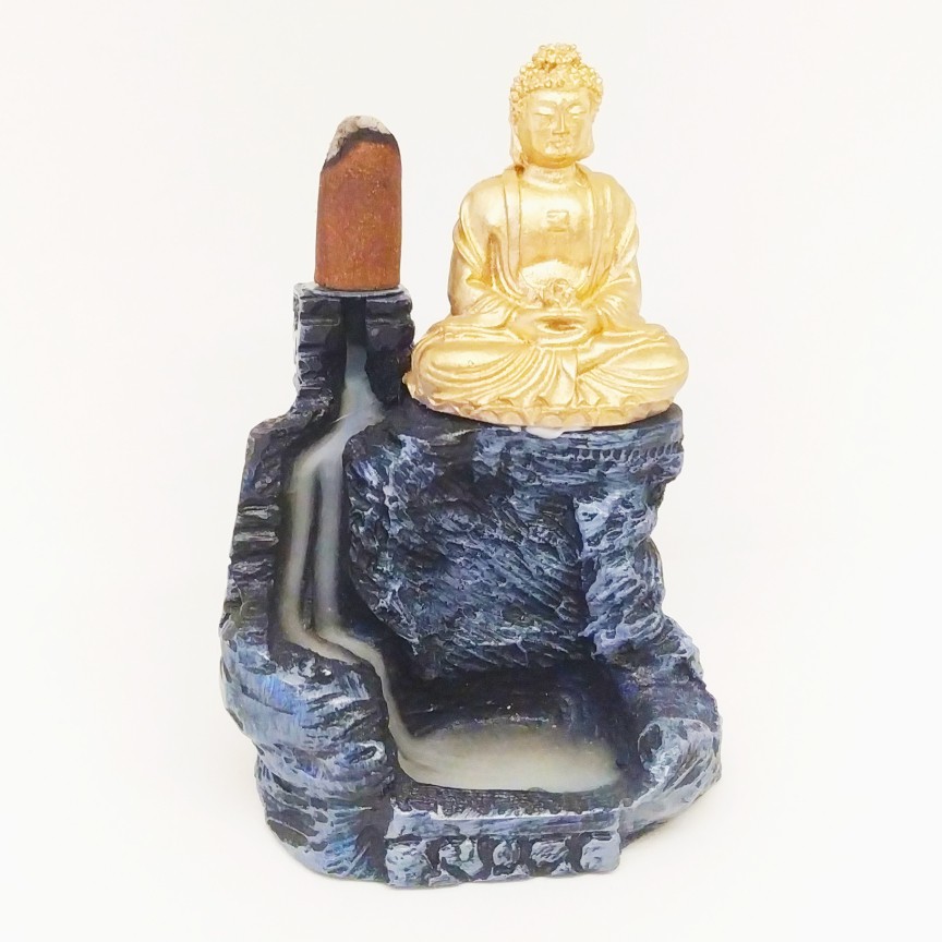 Imagem Porta Incenso Cascata Decoração Buda em Resina Incenso Backflow
