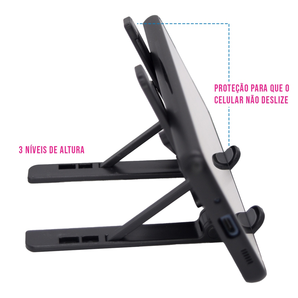 Suporte de Mesa para Celular Articulável Ajustável Universal 3 Níveis Escritório Avião · foto 2
