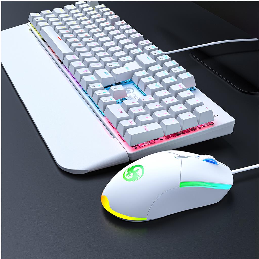 Kit Teclado + Mouse Mecanico Abnt2 Gamer Led Rgb Iluminado Switch Blue Bk-03