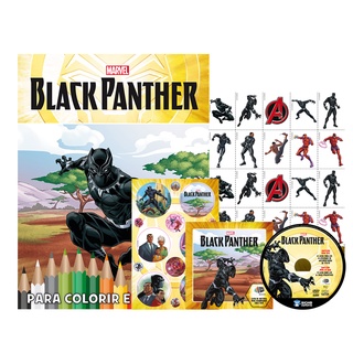 Kit 5 em 1 com DVD Marvel - Pantera Negra