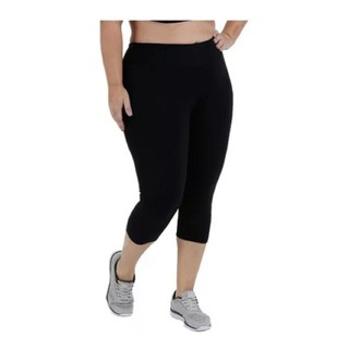 Calça Corsário Plus Size G1 G2 G3 Poliéster Cintura Alta Lisa