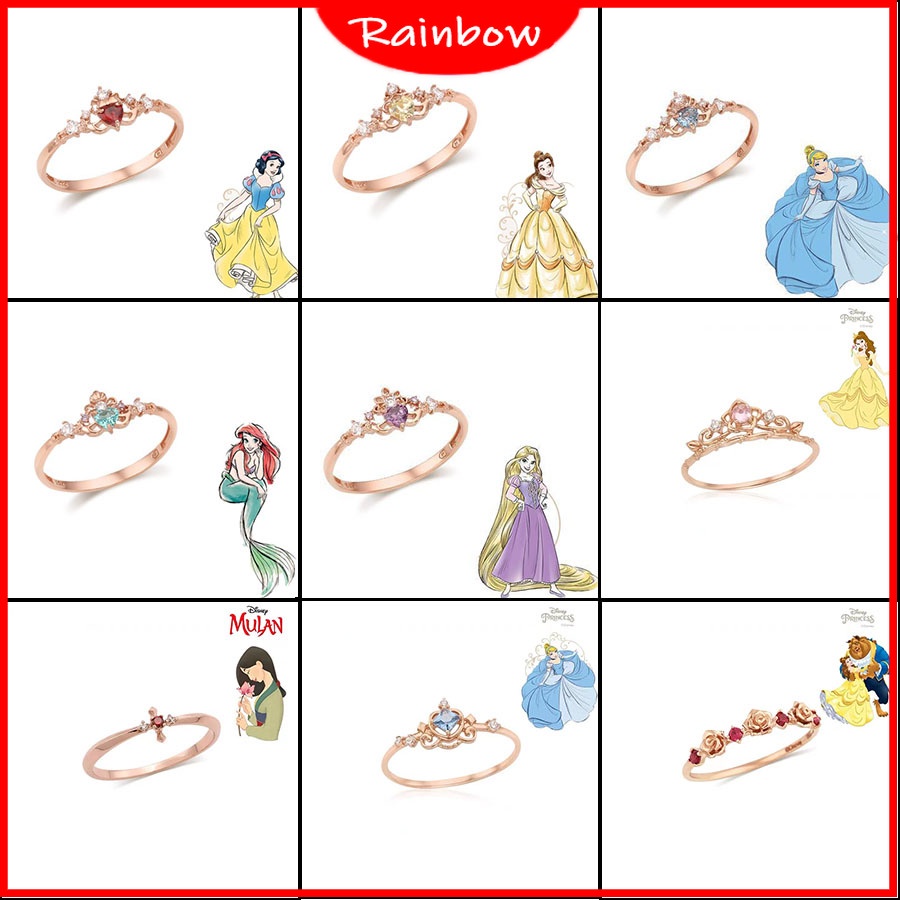 Anel de abertura ajustável Disney Princess Ring Anel de prata 925 bonito presente da moda em Oferta na Shopee