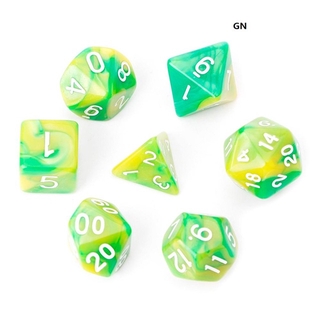 7 Piece Green/Blue Dice Set D4-D20 Children Family Board Games Polyhedron 