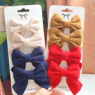 4 Pçs/Set Algodão Cor Sólida Bowknot Grampos De Cabelo Para Meninas Bonitos Boutique BB Doce Barrette Headwear Crianças Acessórios O em Oferta na Shopee