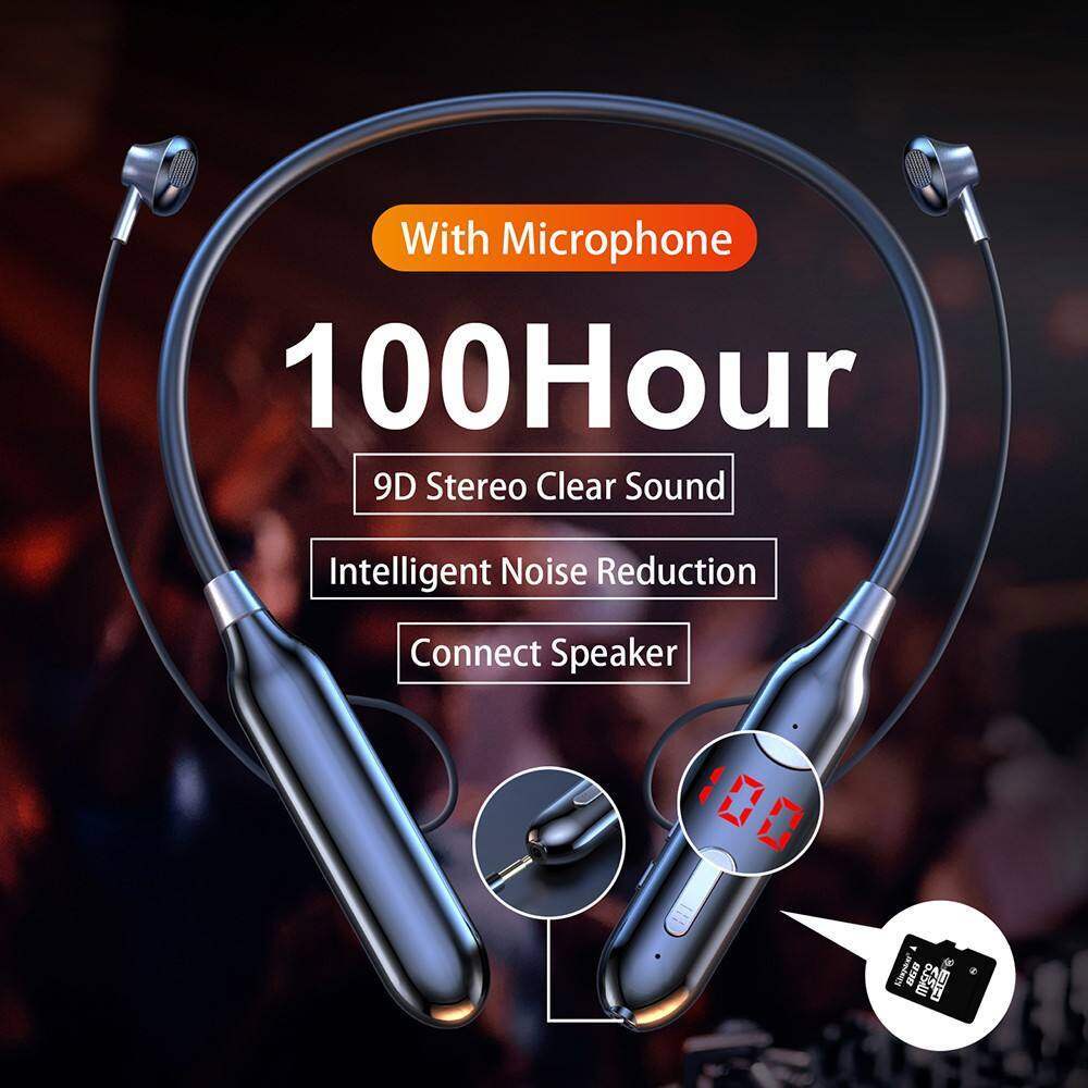 Fones De Ouvido Bluetooth Sem Fio Listaen Para Música 100 Horas Esportes Intra-Auriculares Bass Connect 2 Celular 9D Com Alça De Pescoço Saída De Microfone