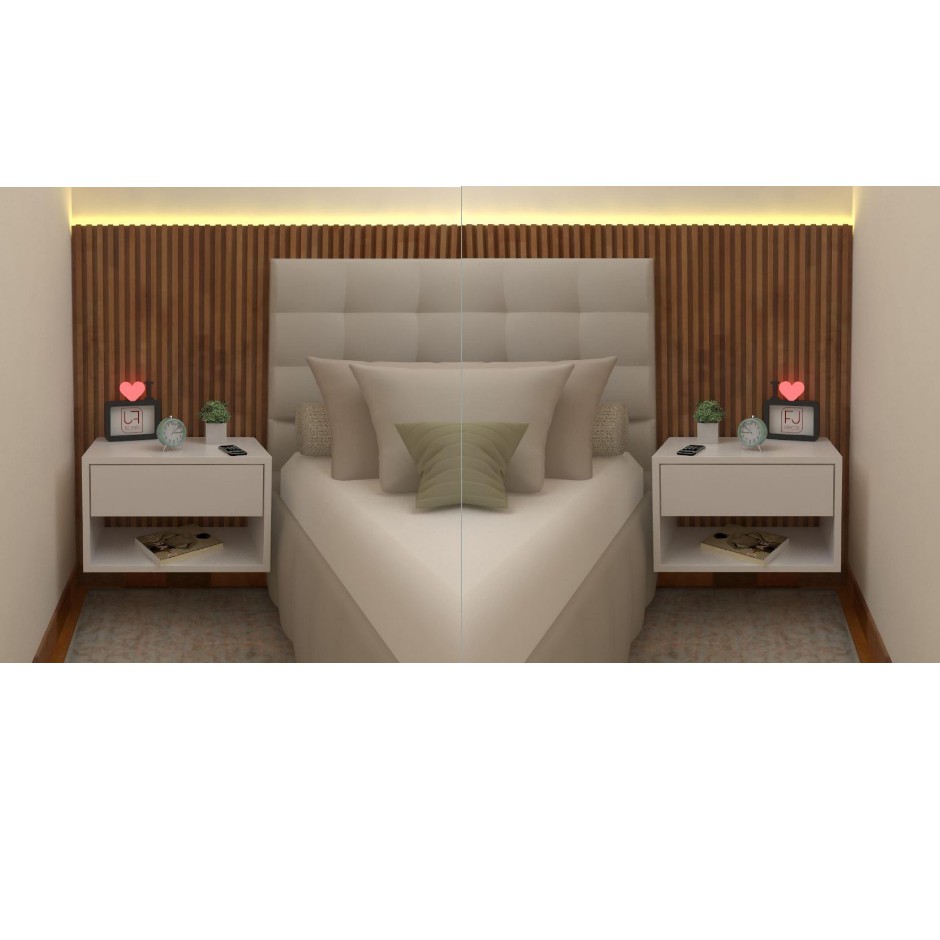 Kit 2 Mesas de Cabeceira 40cm MDF com Gaveta Telescópica