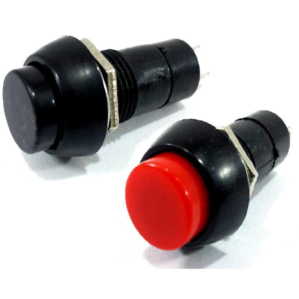 Botão Tic Tac Preto e Vermelho On Off 2T Com Trava 10 Unidades on/off Liga Desliga Interruptor