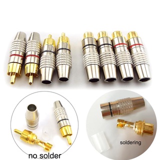Conector RCA Macho Banhado A Ouro Para Adaptador De Áudio E Vídeo Cabo Coaxial
