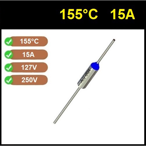 3 Fusível Térmico 15A 155C 155°C 155 Graus TF155 250V Panela Arroz Ferro Passar Uso Geral Em Eletrodomésticos
