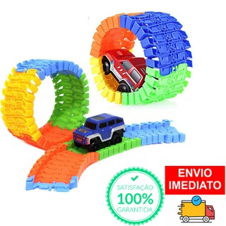 Carro Carrinho  de brinquedo pista colorida flexível maluca relâmpago.