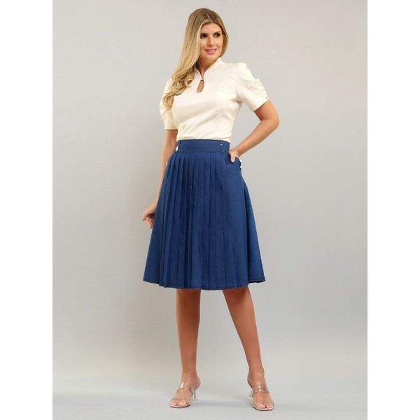 Saia Godê Pregueada - REF 19055 em Oferta na Shopee