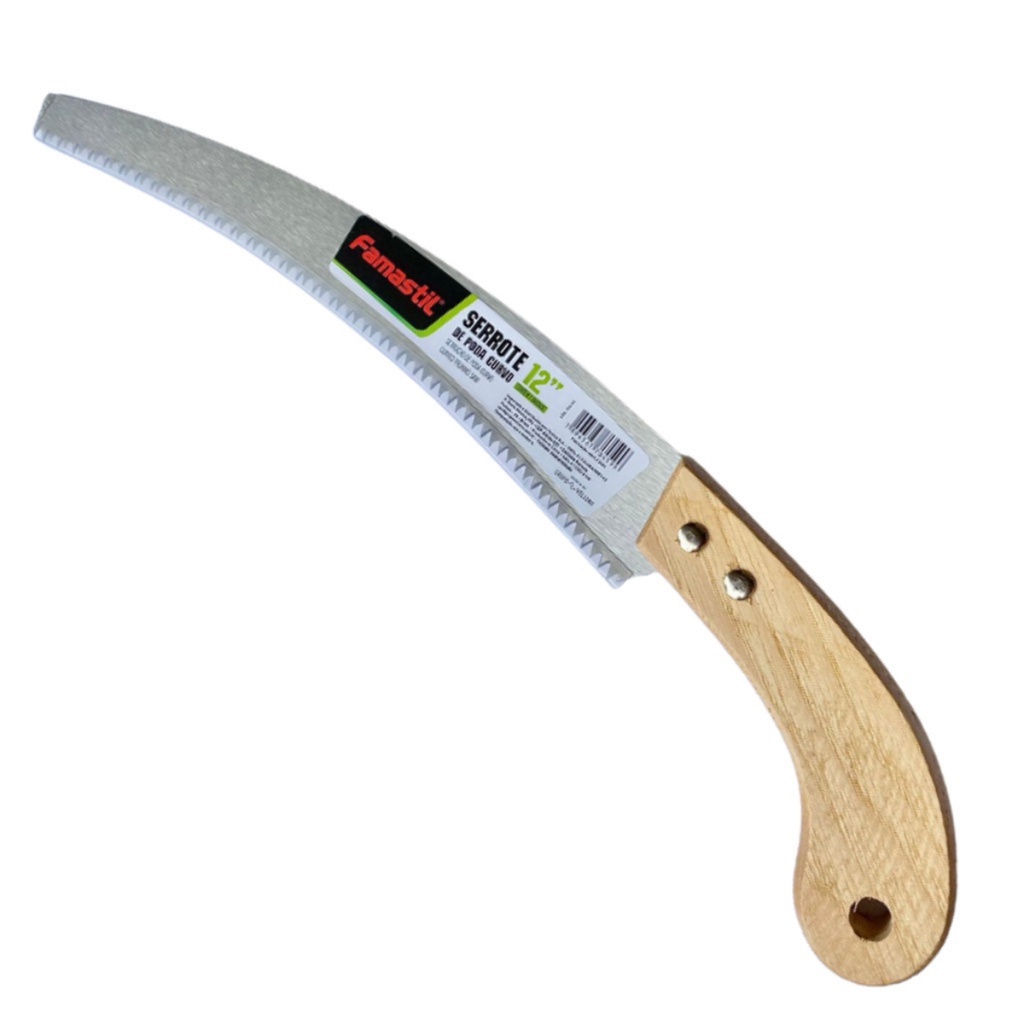 Serrote / Serra de Poda Curvo Corta Galhos Tamanho 12" Ferramenta Profissional para Jardinagem Famastil