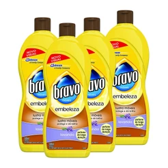 Kit 4 Lustra-Móveis Bravo Brilho Prático Lavanda 500ml
