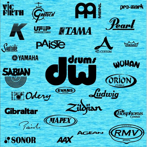 Adesivo Decal - Logos Bateria - RMV Pearl DW Zildjian Sabian Meinl Gibraltar - 100 Modelos disponíveis - Até 20cm