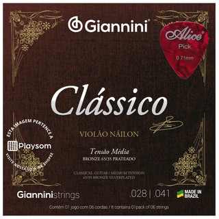 Cordas Violão Nylon Giannini Clássico Tensão Média Original