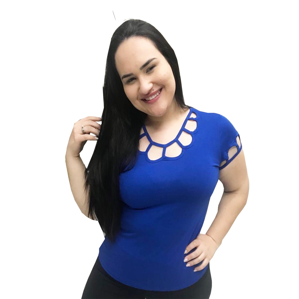 Blusa Plus Size Feminina Fresquinha Bata Lisa Com Gola Redonda Camiseta Básica Verão 2022