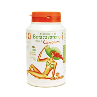 Betacaroteno e Cenoura 500mg 100 Cápsulas - Chamel em Oferta na Shopee