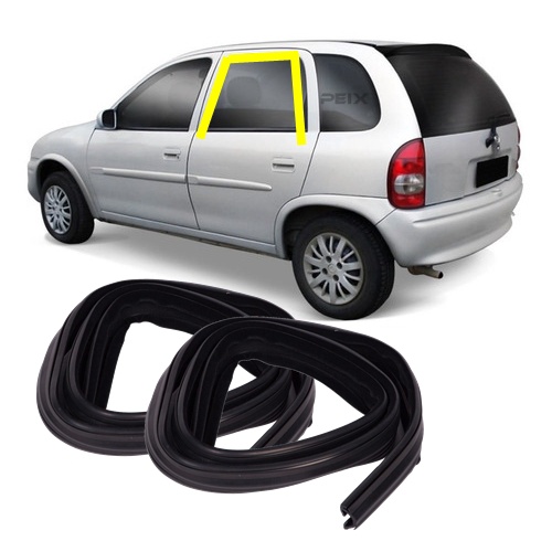 Canaleta de Borracha Vidro Porta Traseira Chevrolet Corsa 1995 até 2012 4 portas Sedan Wagon Classic Hatch GL 1.6 MPFI 4P de 1996 até 1999 sem pestana - traseiro