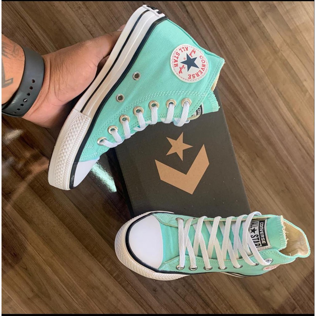 tenis all star verde agua cano alto