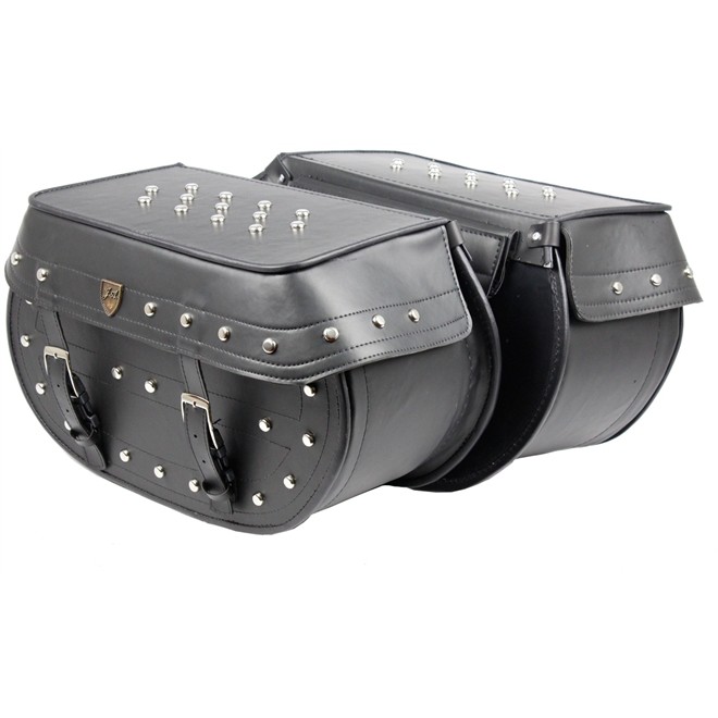 Alforge Lateral Couro Com Cravos Sintético Modelo Harley Heritage 38 Litros