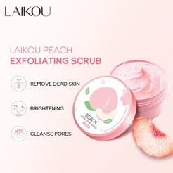 LAIKOU Peach Face Body Scrub Reduce Acne Shrink Pores Tender Skin 90g