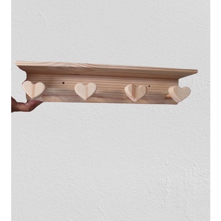 Suporte Cabide Rustico - Cabideiro De Parede De Roupas e Bolsas De Coração Madeira Pinus