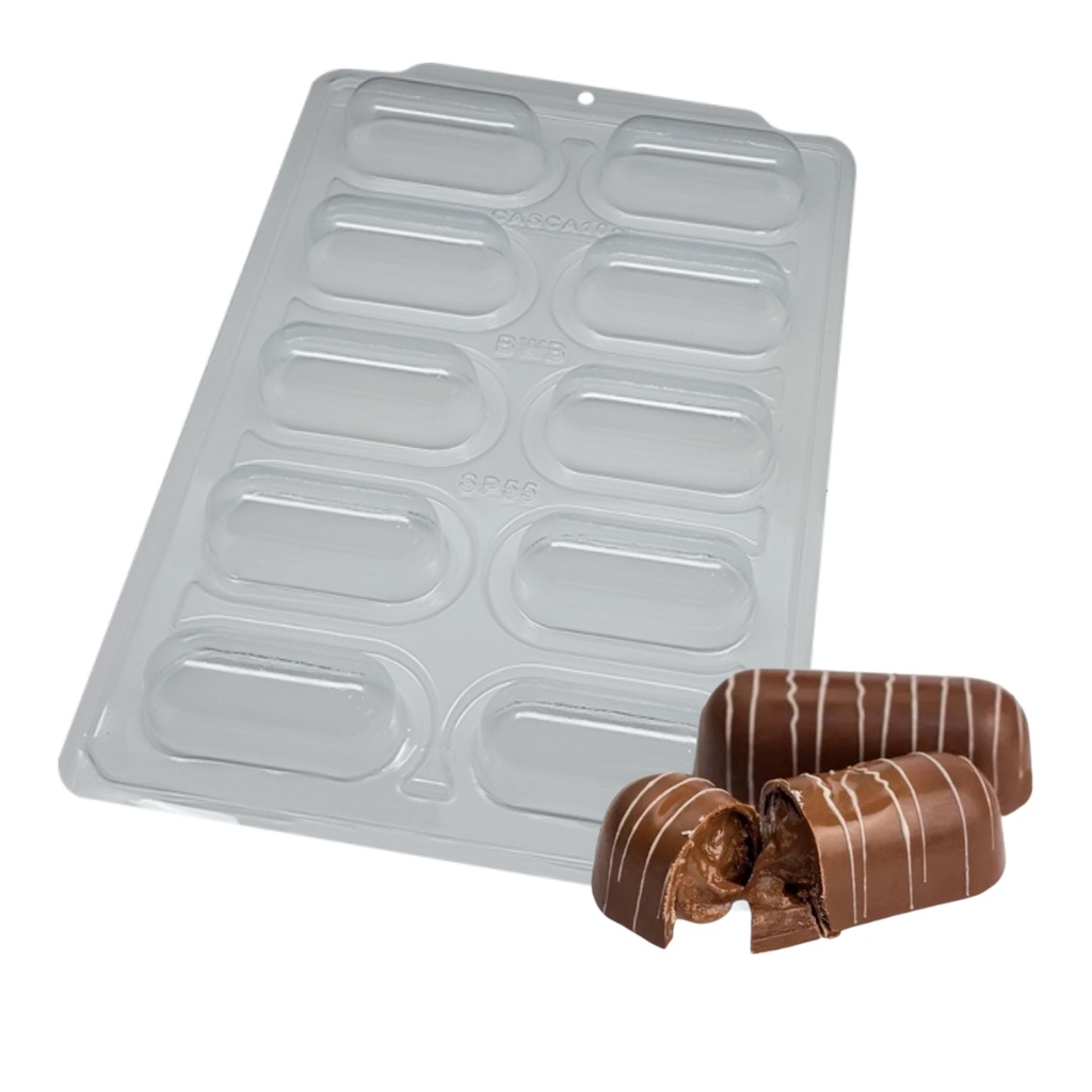 3525 - Forma De Acetato Com Silicone 3 Partes SP 55 Trufa Alongada - BWB