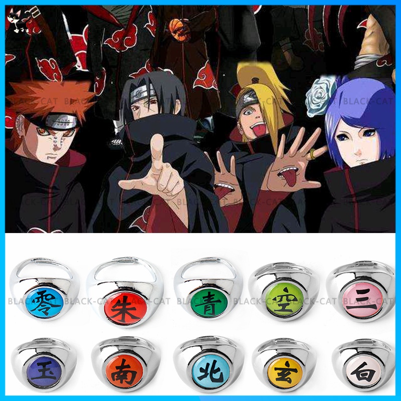 Conjunto completo de anéis Naruto Akatsuki: acessórios para cosplay