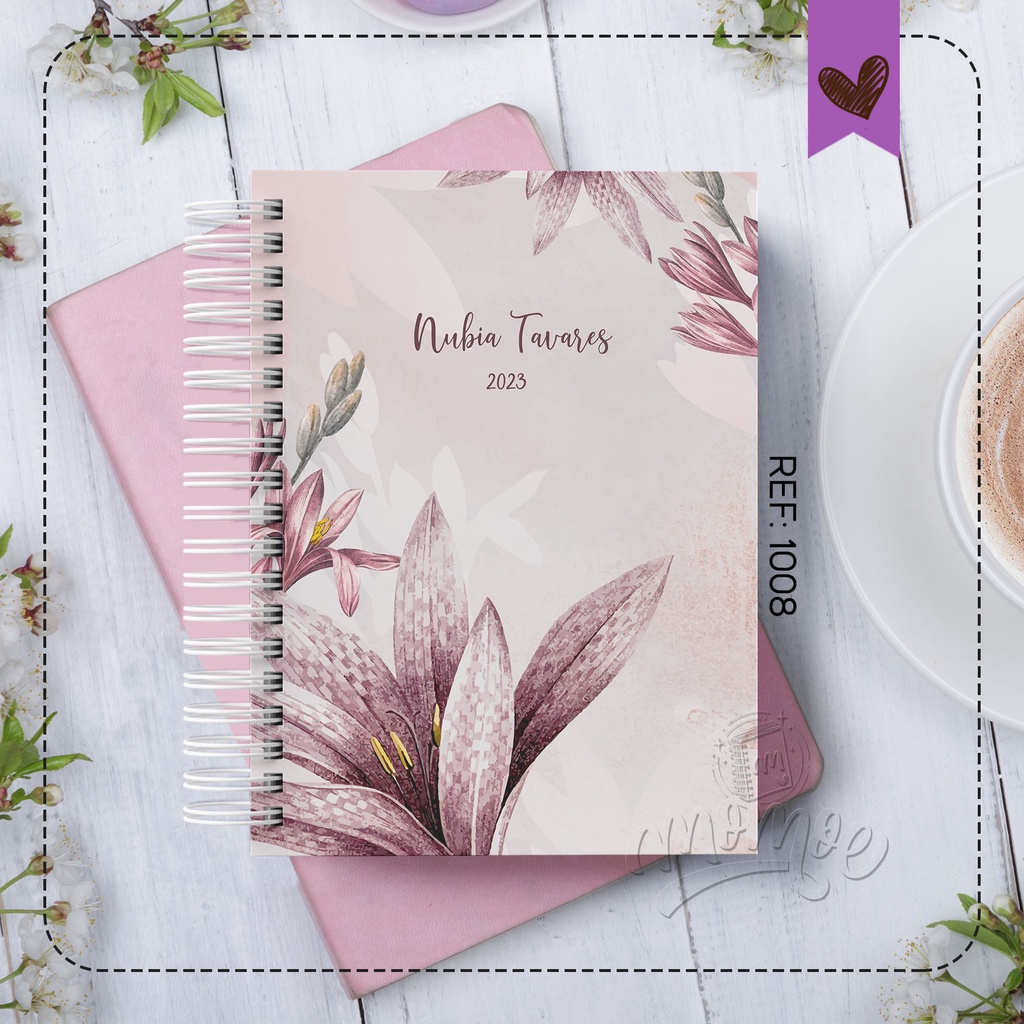 Mini Agenda Permanente Personalizada Feminina Rosa Floral Tamanho a6 ...