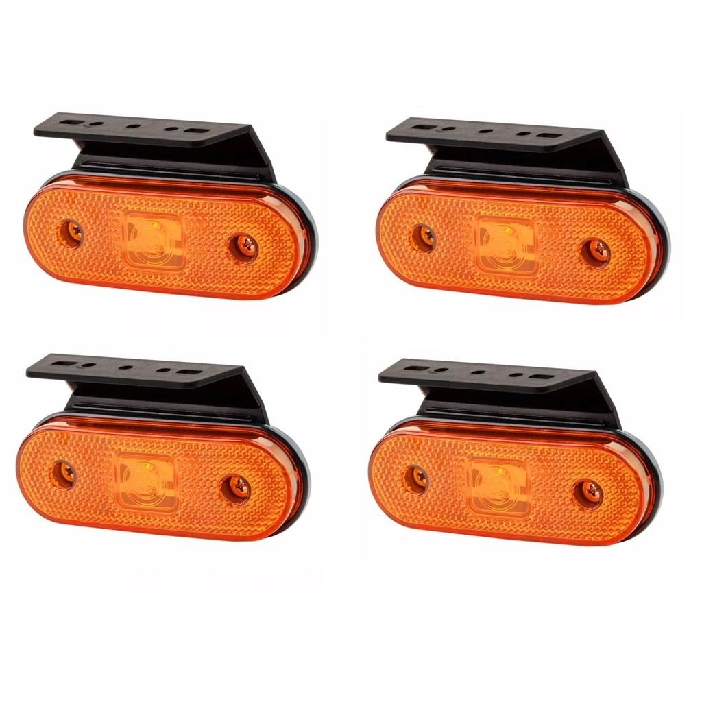 Lanterna Lateral Amarela Led Caminhão Carreta Baú C/ Sup Kit com 4 Unidades