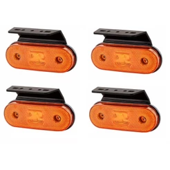 Lanterna Lateral Amarela Led Caminhão Carreta Baú C/ Sup Kit com 4 Unidades