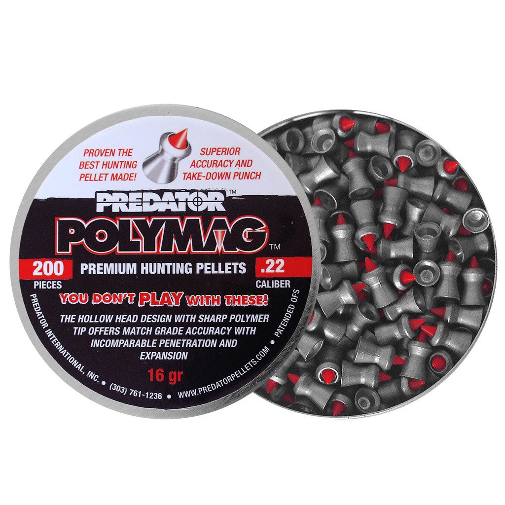 Pellet 5.5 Polymag Predator Ponta De Nylon Cal 5.5mm Lata C/ 200 Unidades