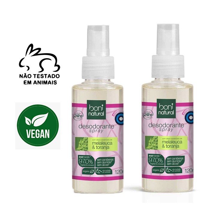 Kit 2 Desodorante Spray Boni 120ml - Sem Teste Em Animais Vegano