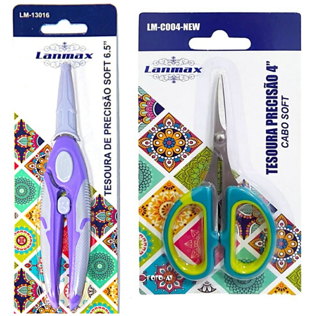 Kit 2 Tesouras De Precisão 4 E 6,5 Polegadas Reta Arremate E Uso Diversos Lanmax