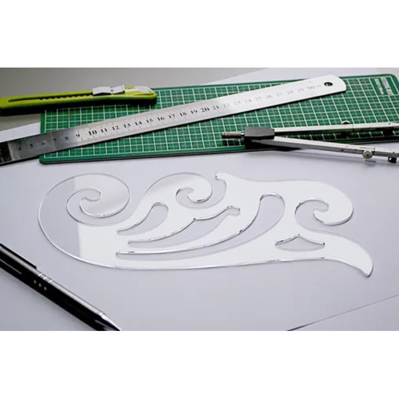 Curva Francesa Acrílica Transparente Média Ref 1119 - Fenix em Oferta na Shopee