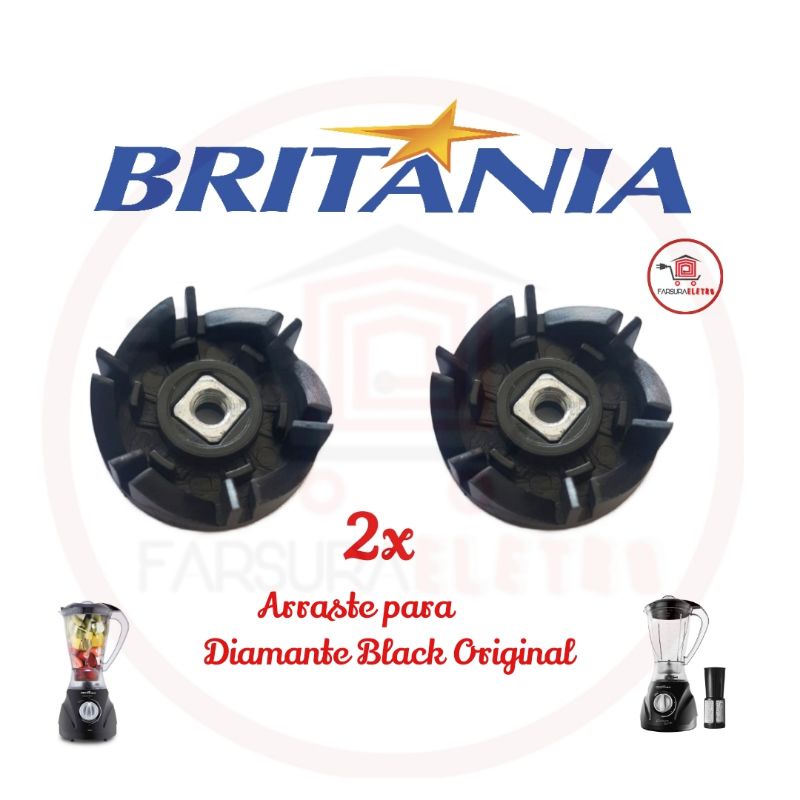 2 Arrastes do Copo Liquidificador Britania Diamante Black Filter
