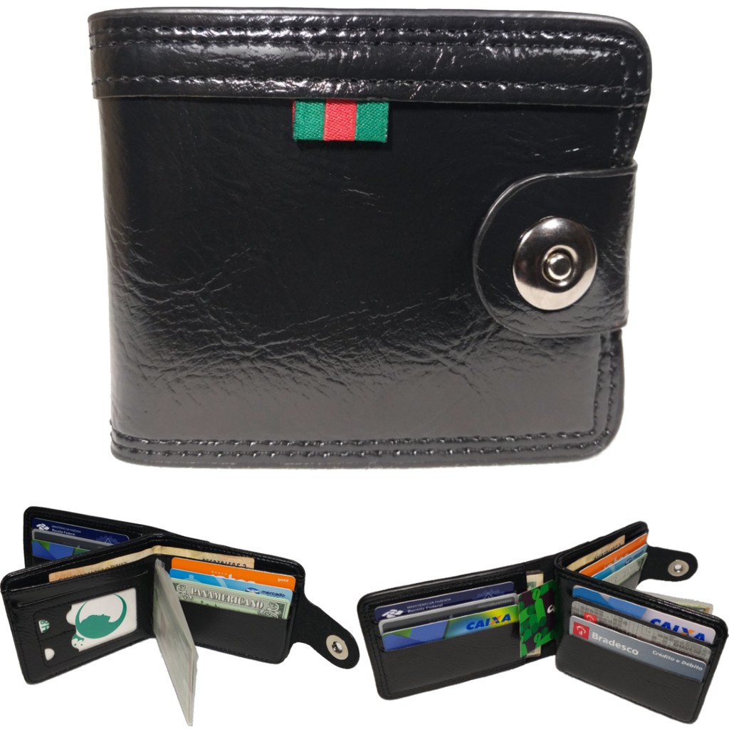 Carteira Masculina Porta Cartão Documentos Cnh Em Couro