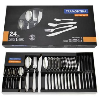 Faqueiro Jogo de Talheres Búzios 24 peças Faqueiro Tramontina Aço Inox Tramontina utensílios cozinha em Oferta na Shopee