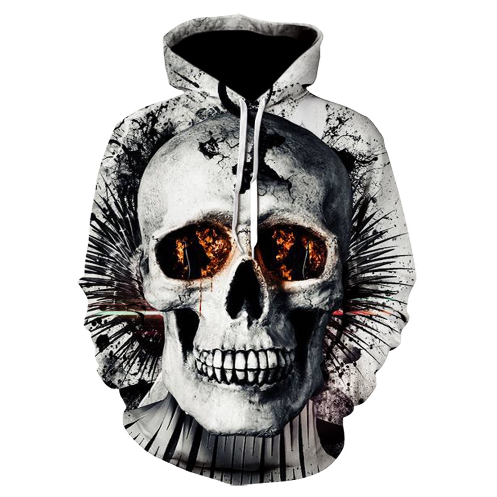 Moletom Masculino Com Estampa De Caveira 3D/Harajuku/Casaco Hip Hop/Roupas De Grandes Dimensões