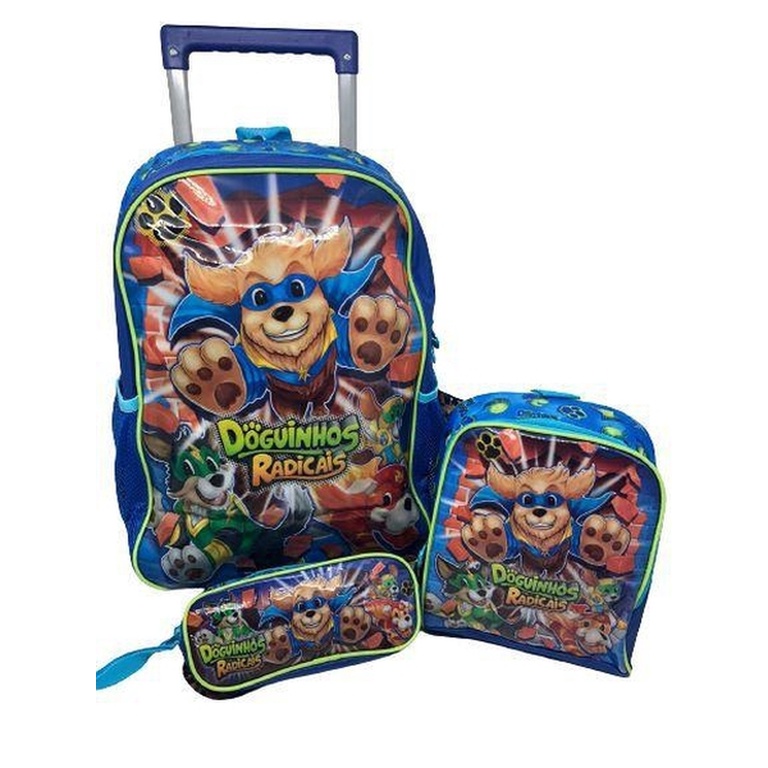 Kit Mochila De Rodinhas Lancheira E Estojo Doguinho Dr3041ky Clio