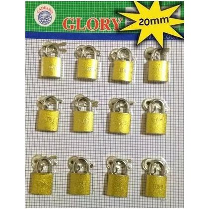 Cartela Com 12 Cadeado Glory 20mm Cadeado Importado