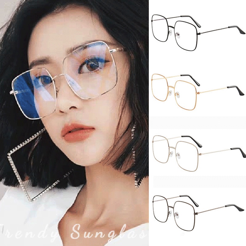 Armação de óculos quadrada feminina grande armação de metal em Oferta na Shopee