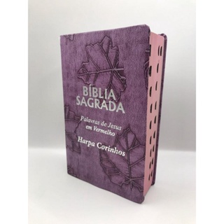 Bíblia Sagrada Tamanho Médio 12,5x19 cm Com Harpa palavras de Jesus em vermelho Capa Folha Lilas em Oferta na Shopee