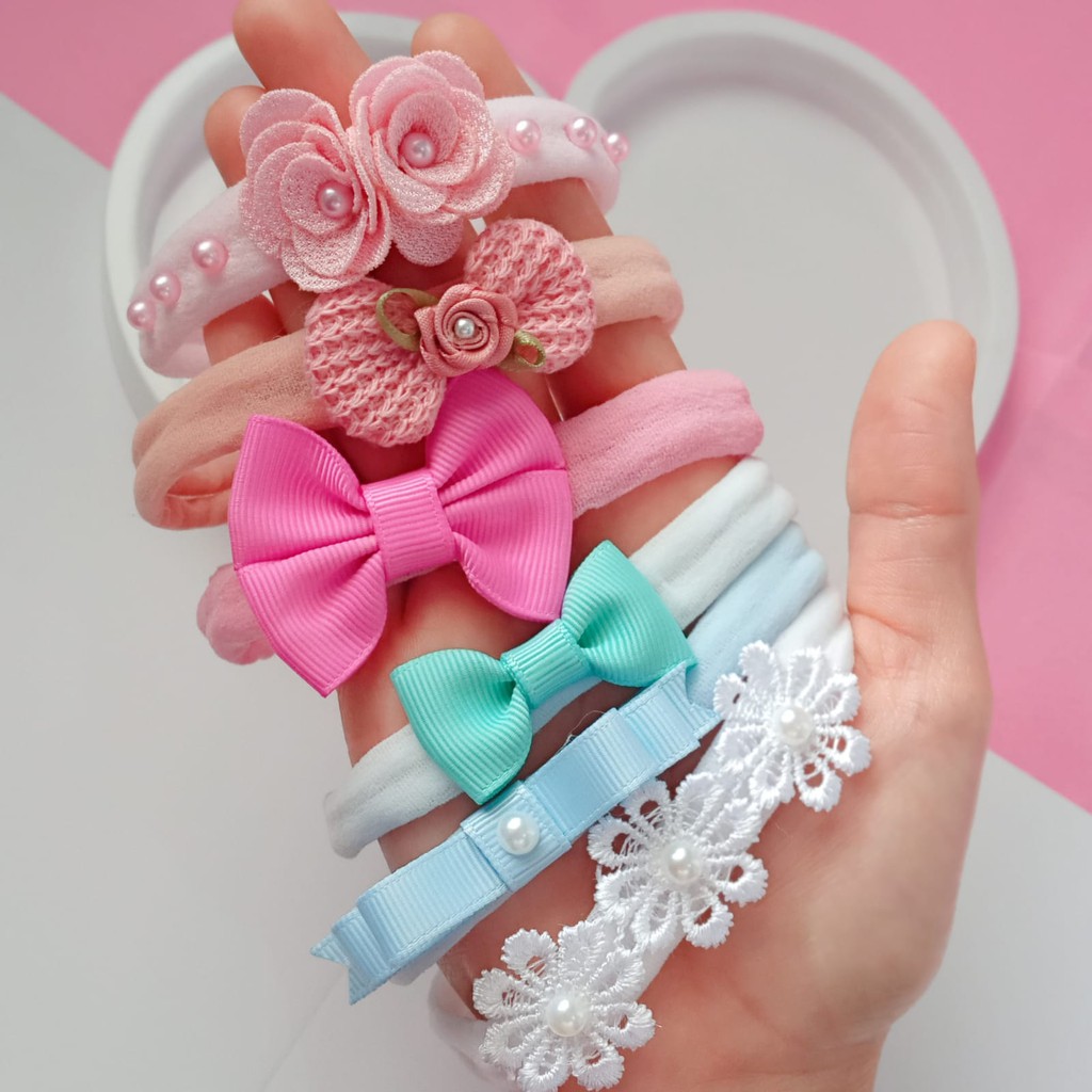 Kit Meus Primeiros Lacinhos, Faixinhas para Bebês e RN em Oferta na Shopee