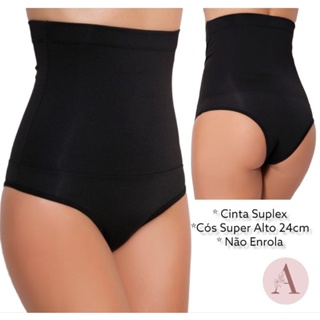 Calcinha Cinta Modeladora Cós Super Alto 24cm Levanta Bumbum Reforçada Aperta Modela e Disfarça em Oferta na Shopee