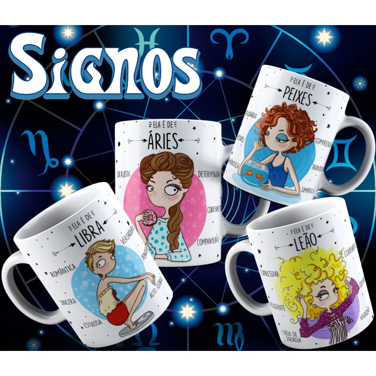 Imagem Caneca Personalizada Signos + Caixinha de Presente Branca