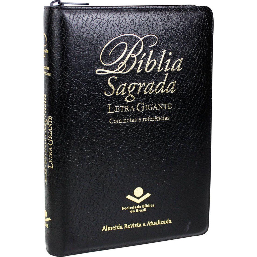 Bíblia Sagrada Letra Gigante RA com Zíper e Índice - Preta