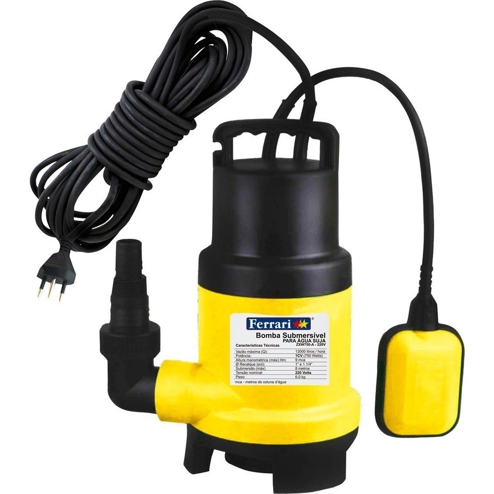 Bomba Submersivel 750W Zxw 750A Agua Suja 110V/220V Ferrari Zxw 750A - Home & Living