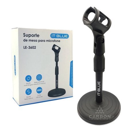 Pedestal Suporte Microfone  Mesa Studio Rádio Tripé Le-3602